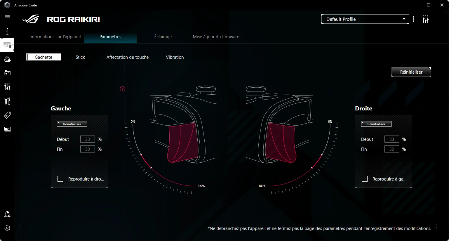 Asus Rog Raikiri Armoury Crate Gachette